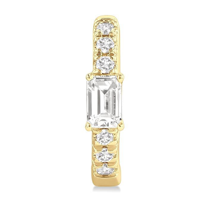 Emerald Shape Petite Diamond Fashion Huggie Earrings
