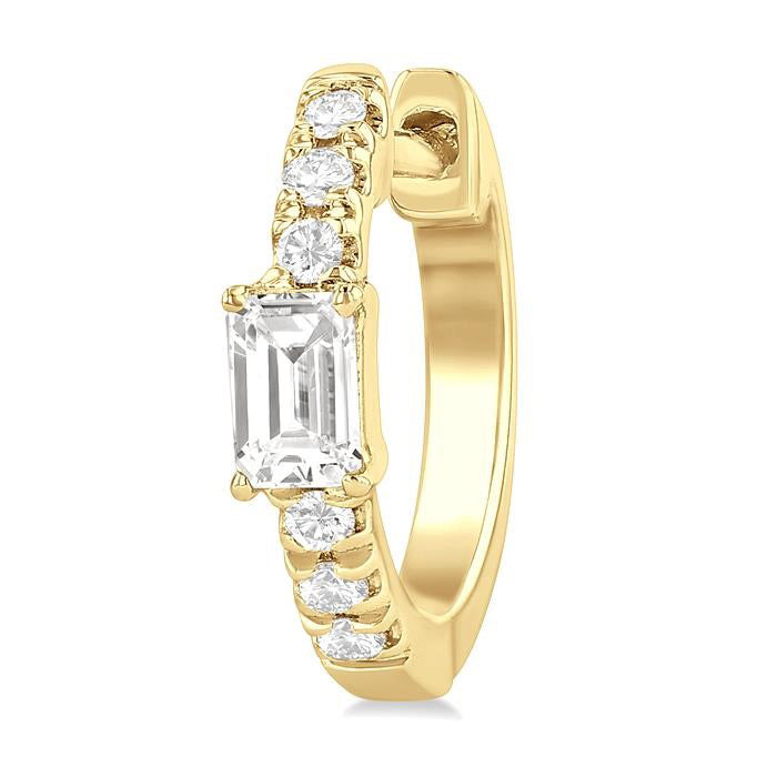 Emerald Shape Petite Diamond Fashion Huggie Earrings
