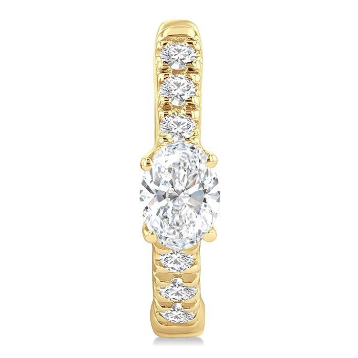 3/8 Ctw Oval Shape and Round Cut Diamond Fashion Huggie Petite Earrings in 14K Yellow Gold