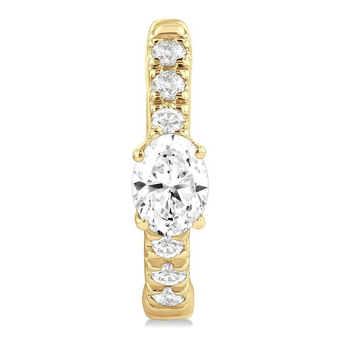 Oval Shape Petite Diamond Fashion Huggie Earrings