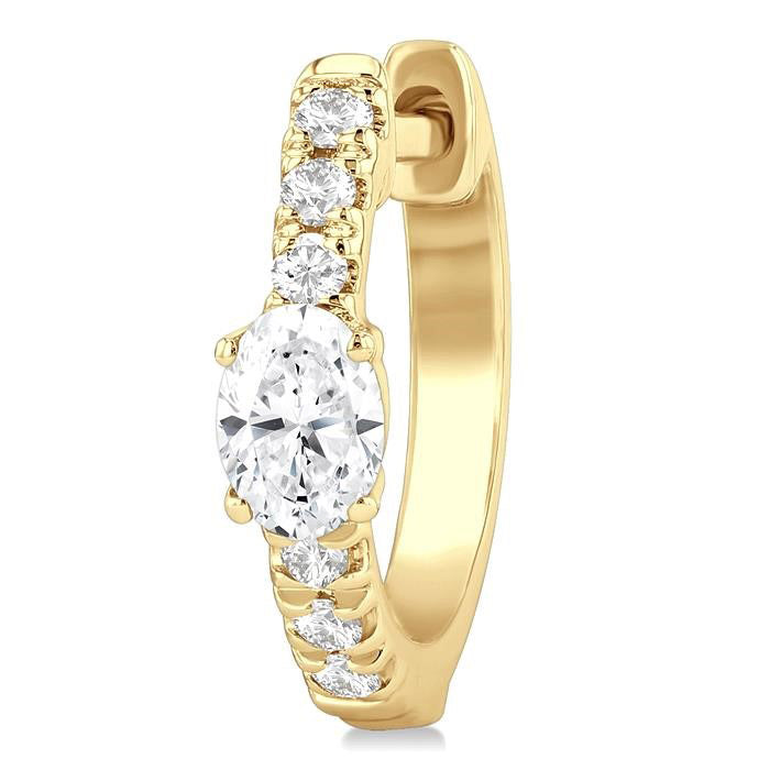 Oval Shape Petite Diamond Fashion Huggie Earrings