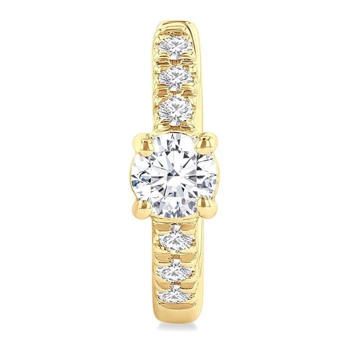 3/8 Ctw Round Shape Round Cut Diamond Fashion Huggie Petite Earrings in 14K Yellow Gold