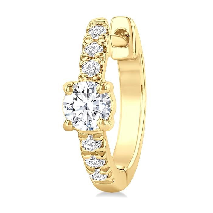 3/8 Ctw Round Shape Round Cut Diamond Fashion Huggie Petite Earrings in 14K Yellow Gold