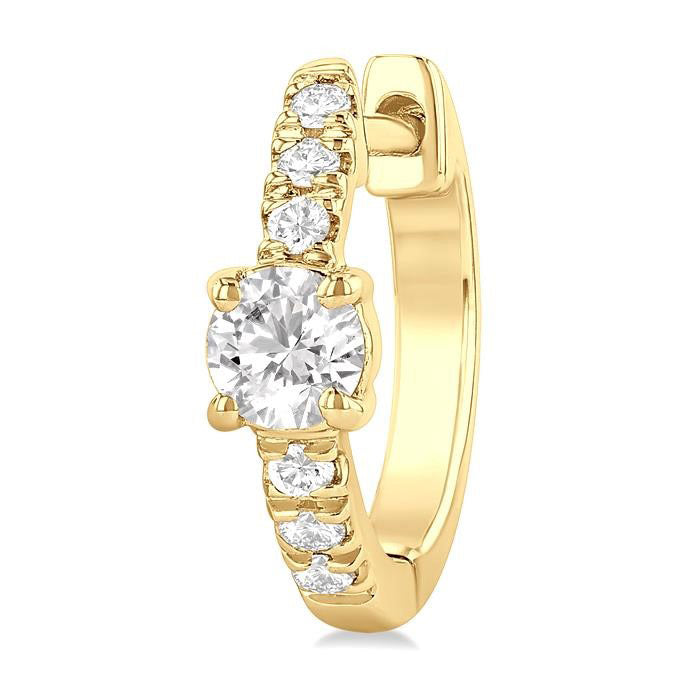 Round Shape Petite Diamond Fashion Huggie Earrings