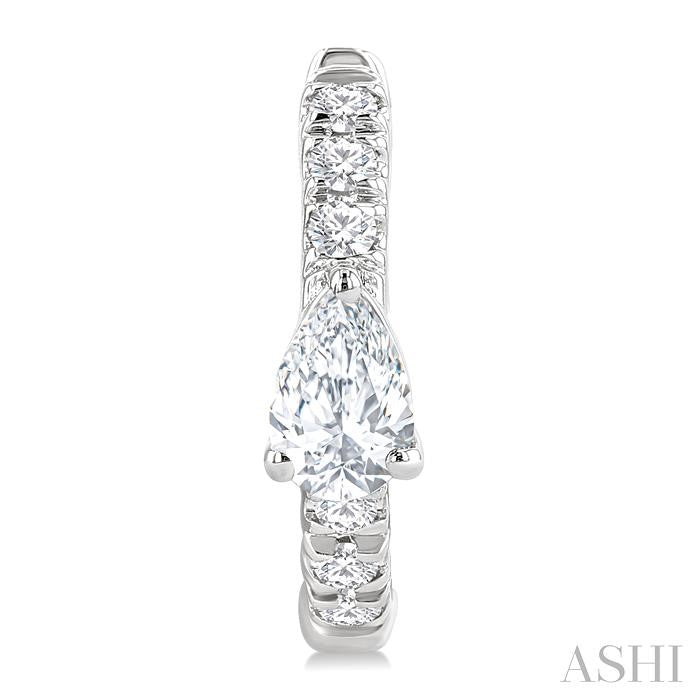 3/8 Ctw Pear Shape and Round Cut Diamond Fashion Huggie Petite Earrings in 14K White Gold