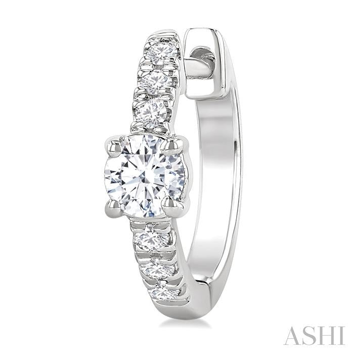 3/8 Ctw Round Shape Round Cut Diamond Fashion Huggie Petite Earrings in 14K White Gold
