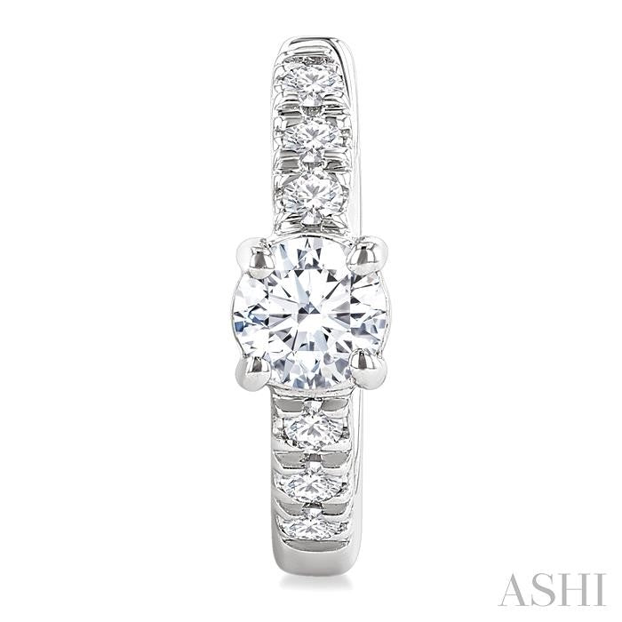 3/8 Ctw Round Shape Round Cut Diamond Fashion Huggie Petite Earrings in 14K White Gold