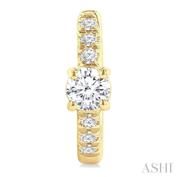 3/8 Ctw Round Shape Round Cut Diamond Fashion Huggie Petite Earrings in 14K Yellow Gold
