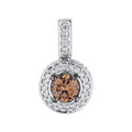 Diamond and Brown Round Halo Pendant