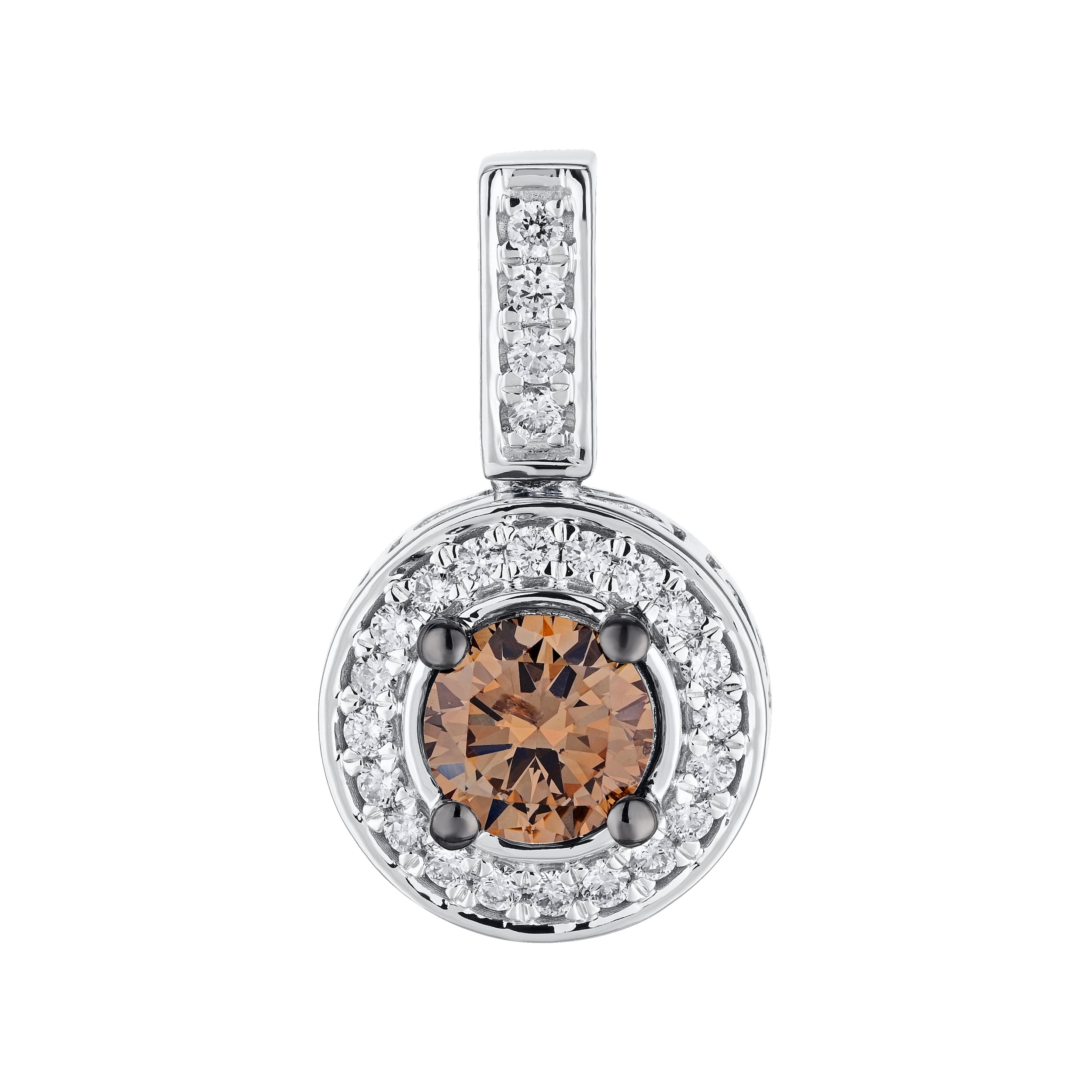Diamond and Brown Round Halo Pendant