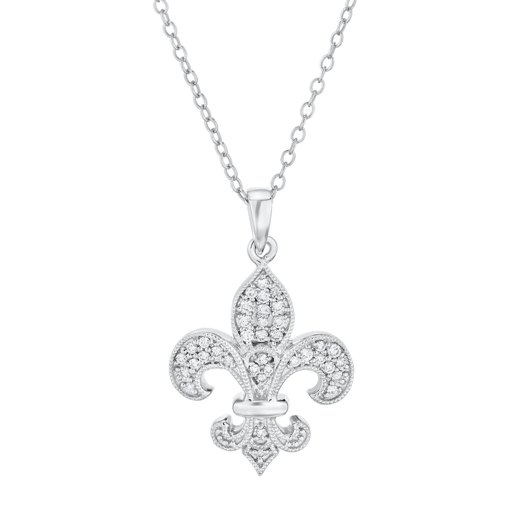 Diamond Lis Royale Fleur de Lis Pave With Milgrain Pendant
