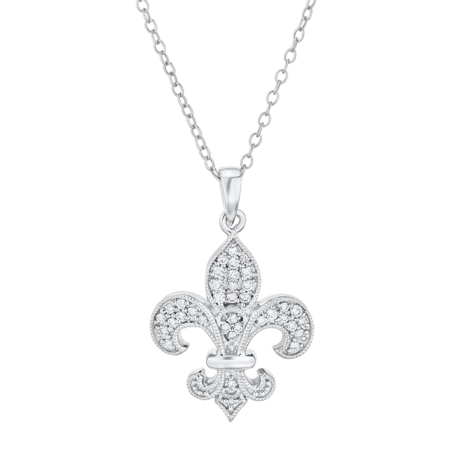 Diamond Lis Royale Fleur de Lis Pave With Milgrain Pendant