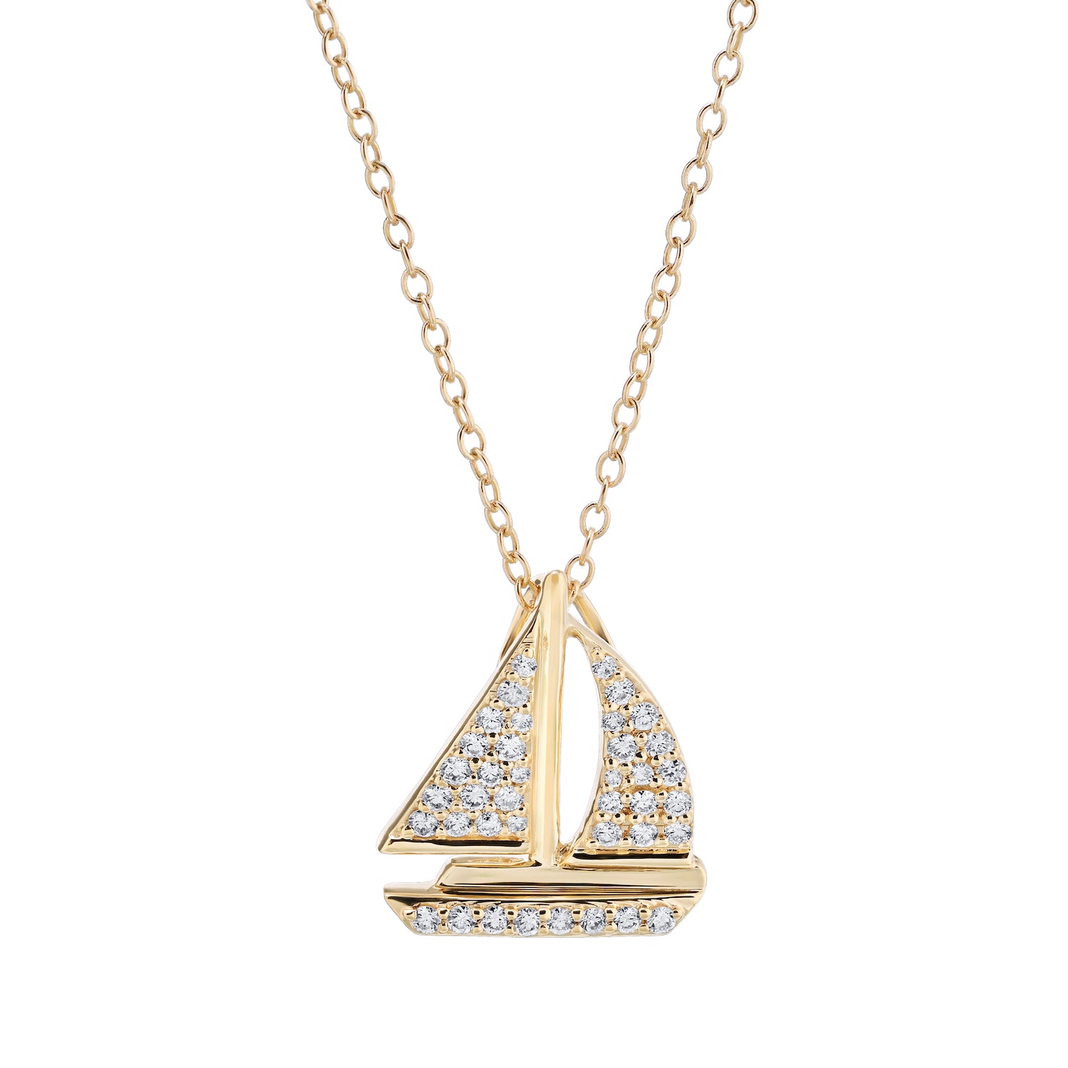 Diamond Pave Sail Boat Pendant