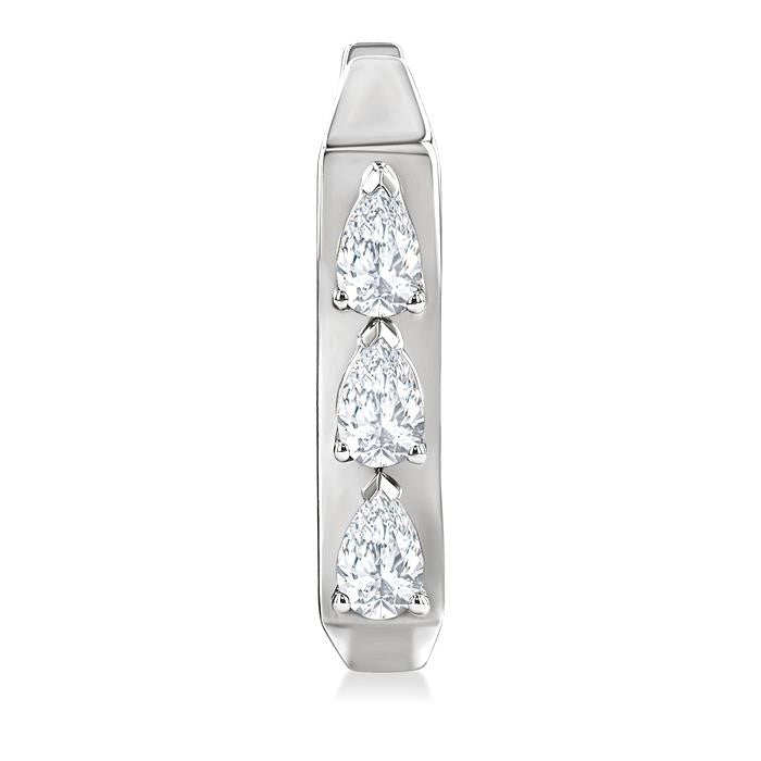 1/2 Ctw Pear Cut Diamond Hexagonal Fashion Hoop Earrings in 14K White Gold
