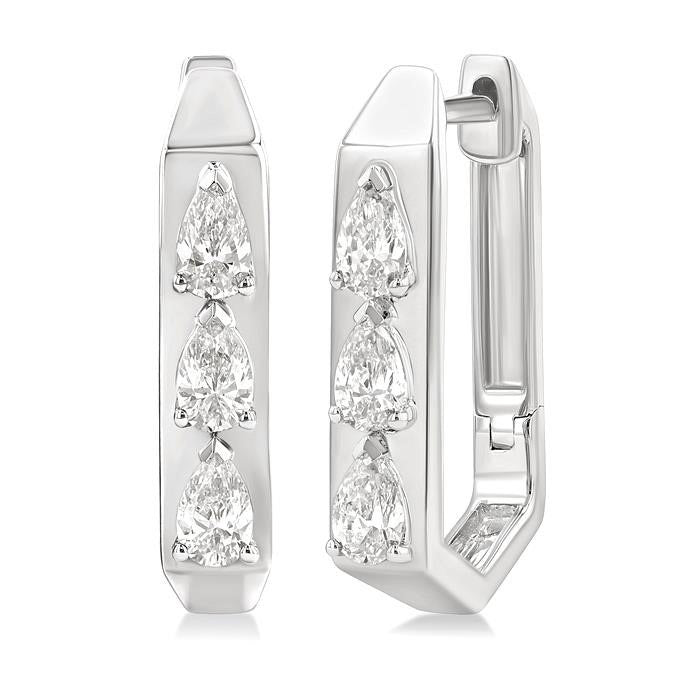 Pear Shape Diamond Hoop Earrings