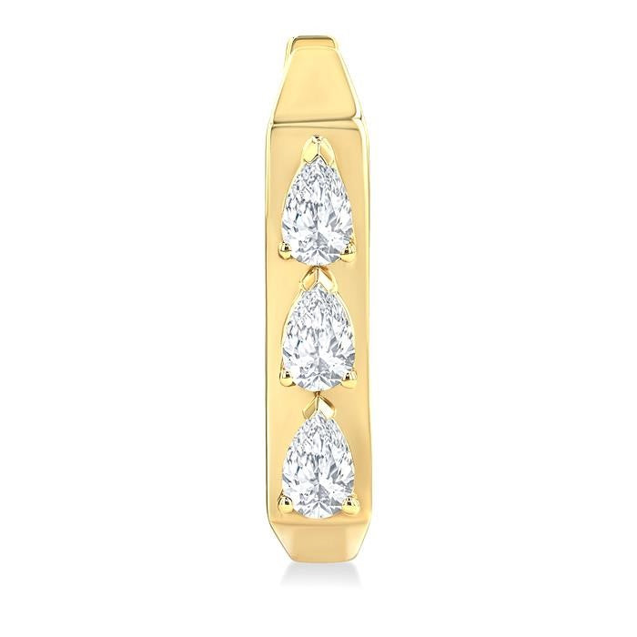 1/2 Ctw Pear Cut Diamond Hexagonal Fashion Hoop Earrings in 14K Yellow Gold
