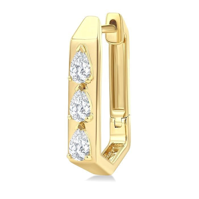 1/2 Ctw Pear Cut Diamond Hexagonal Fashion Hoop Earrings in 14K Yellow Gold
