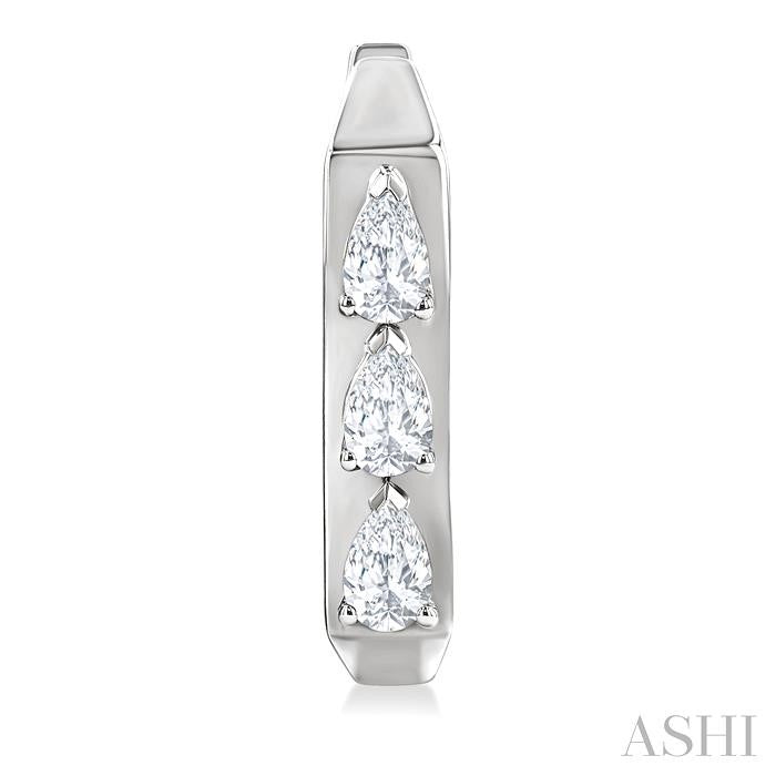 1/2 Ctw Pear Cut Diamond Hexagonal Fashion Hoop Earrings in 14K White Gold