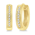 1/10 Ctw Scooped Center Round Cut Diamond Huggie Petite Earrings in 10K Yellow Gold