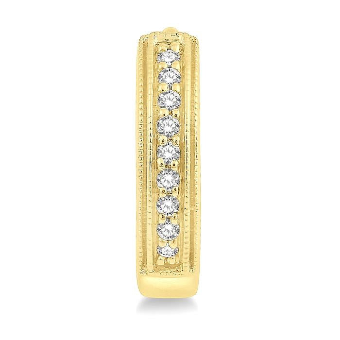 1/10 Ctw Scooped Center Round Cut Diamond Huggie Petite Earrings in 10K Yellow Gold