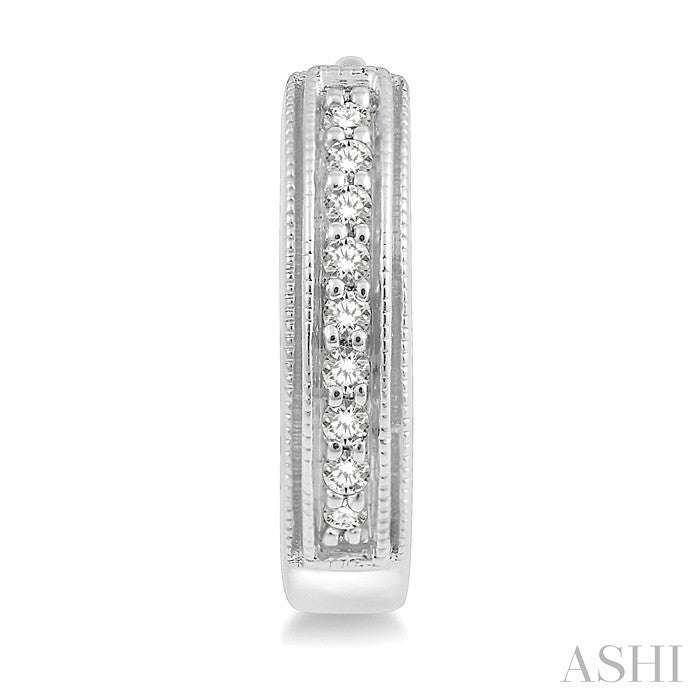 1/10 Ctw Scooped Center Round Cut Diamond Huggie Petite Earrings in 10K White Gold