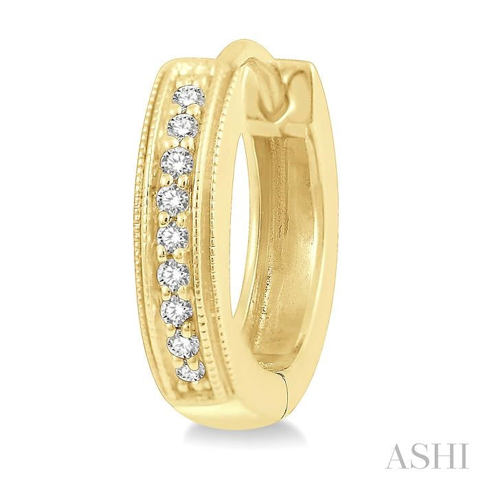 1/10 Ctw Scooped Center Round Cut Diamond Huggie Petite Earrings in 10K Yellow Gold