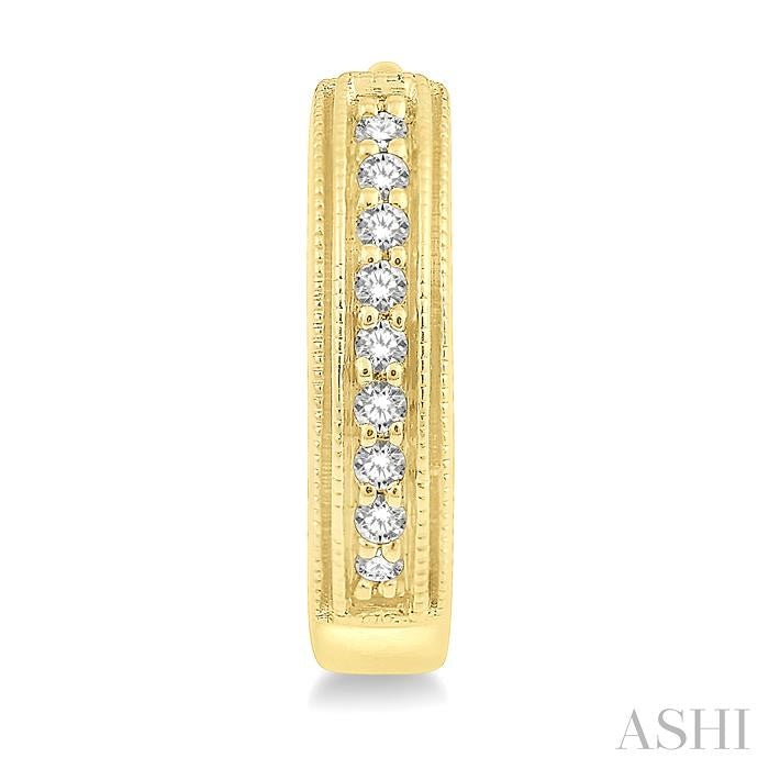 1/10 Ctw Scooped Center Round Cut Diamond Huggie Petite Earrings in 10K Yellow Gold