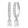 3/8 Ctw Octagon Shape and Round Cut Diamond Fashion Huggie Petite Earrings in 14K White Gold