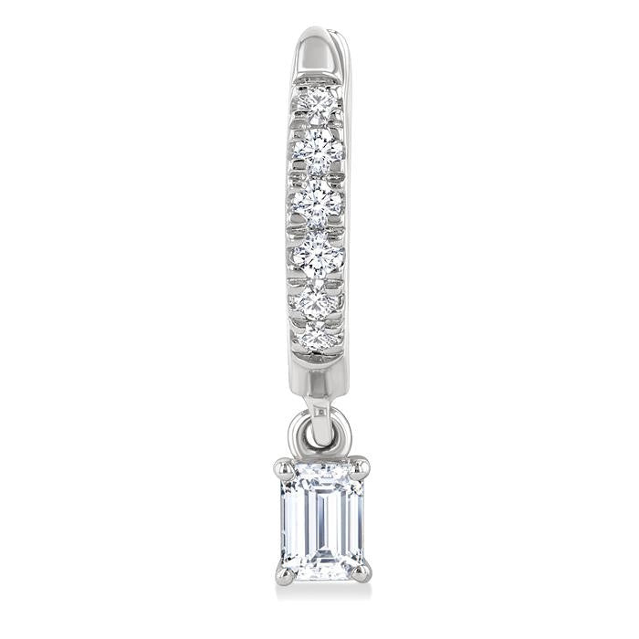 3/8 Ctw Octagon Shape and Round Cut Diamond Fashion Huggie Petite Earrings in 14K White Gold