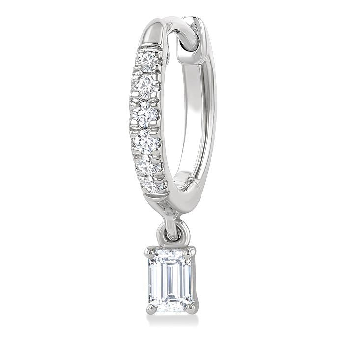 3/8 Ctw Octagon Shape and Round Cut Diamond Fashion Huggie Petite Earrings in 14K White Gold