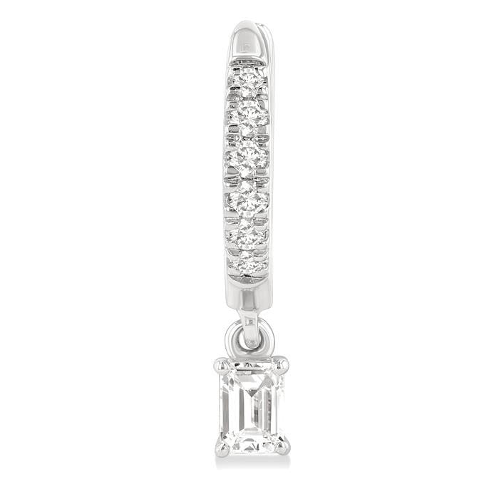 Emerald Shape Petite Diamond Fashion Huggie Earrings