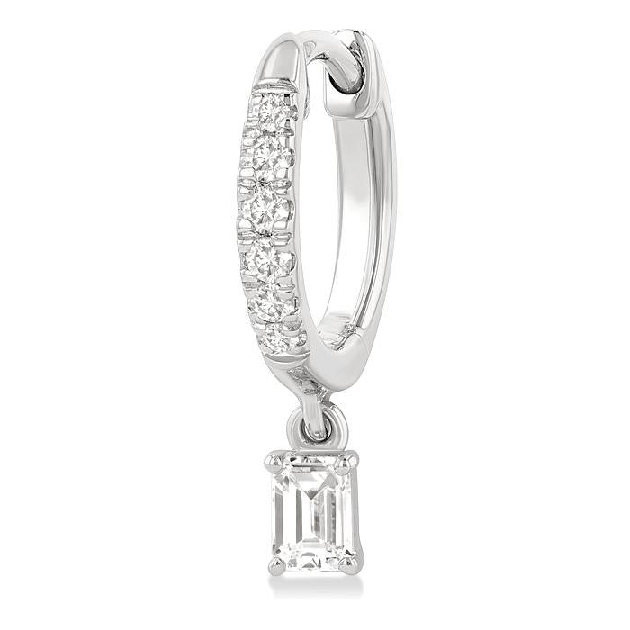 Emerald Shape Petite Diamond Fashion Huggie Earrings
