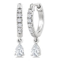 3/8 Ctw Pear Shape and Round Cut Diamond Fashion Huggie Petite Earrings in 14K White Gold