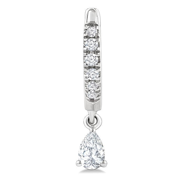 3/8 Ctw Pear Shape and Round Cut Diamond Fashion Huggie Petite Earrings in 14K White Gold