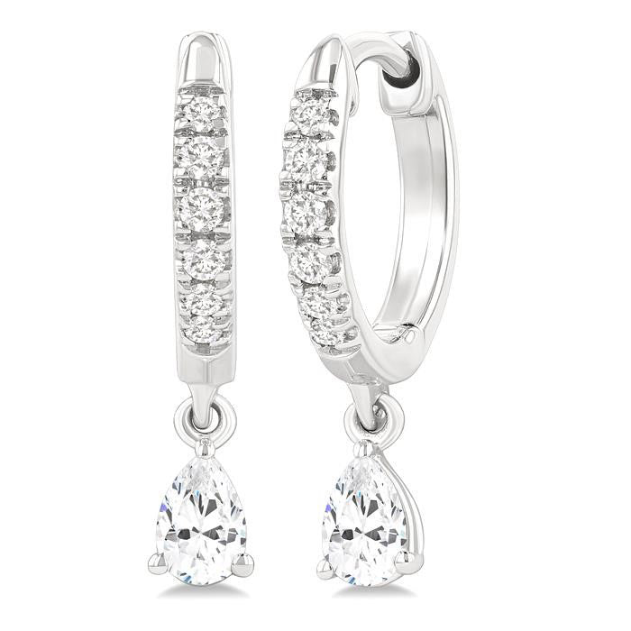 Pear Shape Petite Diamond Fashion Huggie Earrings