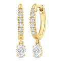 3/8 Ctw Oval Shape and Round Cut Diamond Fashion Huggie Petite Earrings in 14K Yellow Gold