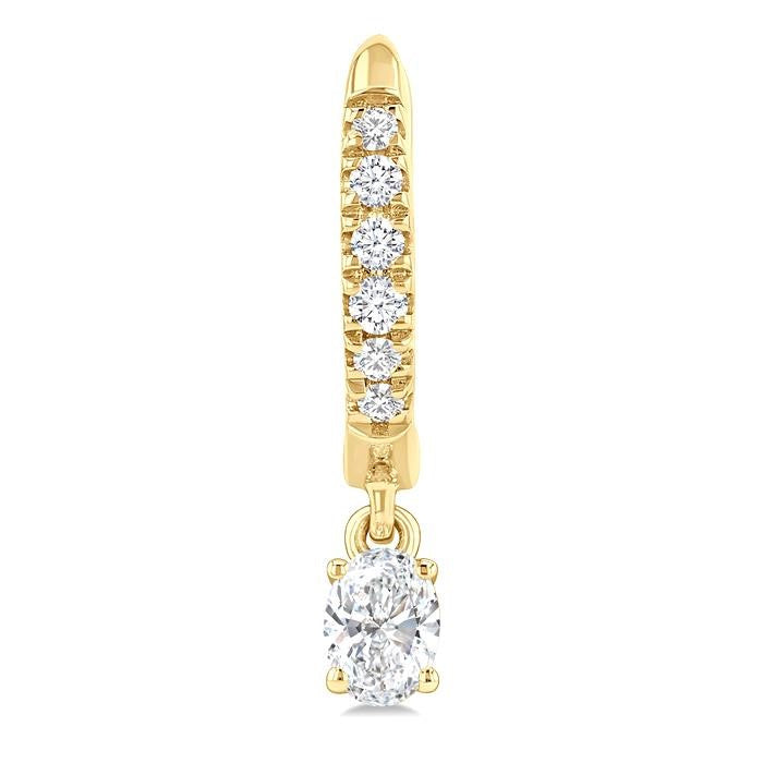 3/8 Ctw Oval Shape and Round Cut Diamond Fashion Huggie Petite Earrings in 14K Yellow Gold