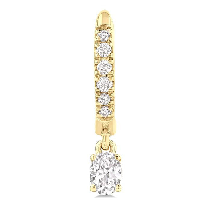 Oval Shape Petite Diamond Fashion Huggie Earrings