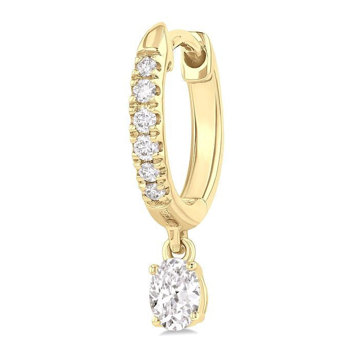 Oval Shape Petite Diamond Fashion Huggie Earrings