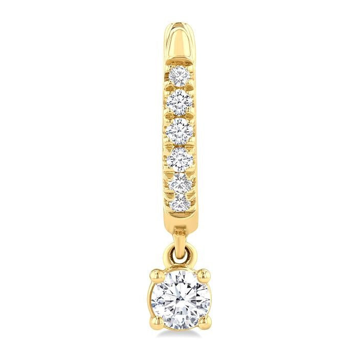 3/8 Ctw Round Shape Round Cut Diamond Fashion Huggie Petite Earrings in 14K Yellow Gold