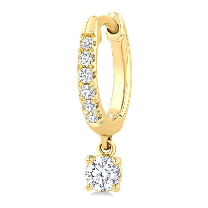3/8 Ctw Round Shape Round Cut Diamond Fashion Huggie Petite Earrings in 14K Yellow Gold