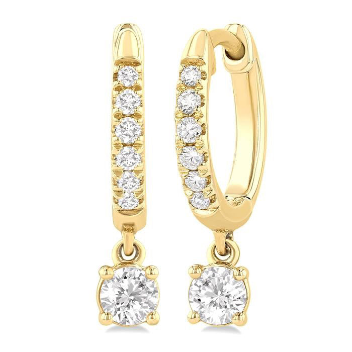 Round Shape Petite Diamond Fashion Huggie Earrings
