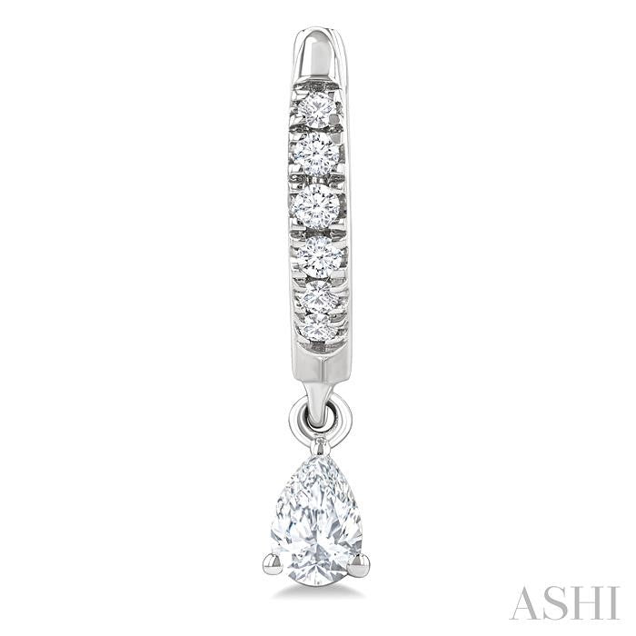 3/8 Ctw Pear Shape and Round Cut Diamond Fashion Huggie Petite Earrings in 14K White Gold