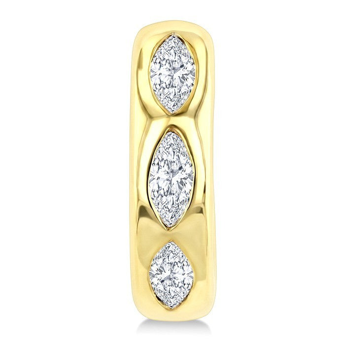 1/3 Ctw Bezel Set Marquise Cut Diamond Petite Huggie Earrings in 14K Yellow Gold