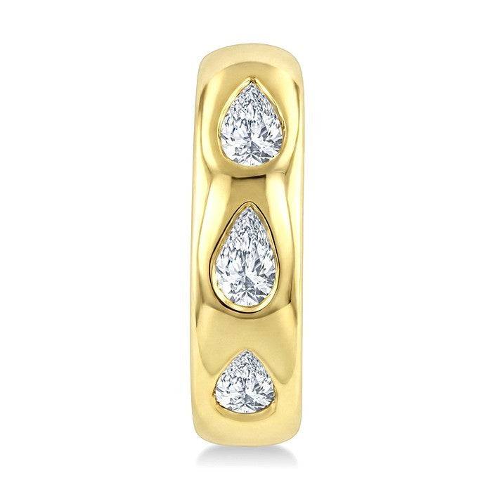 1/4 Ctw Bezel Set Pear Cut Diamond Petite Huggie Earrings in 14K Yellow Gold