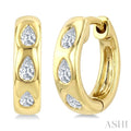 1/4 Ctw Bezel Set Pear Cut Diamond Petite Huggie Earrings in 14K Yellow Gold