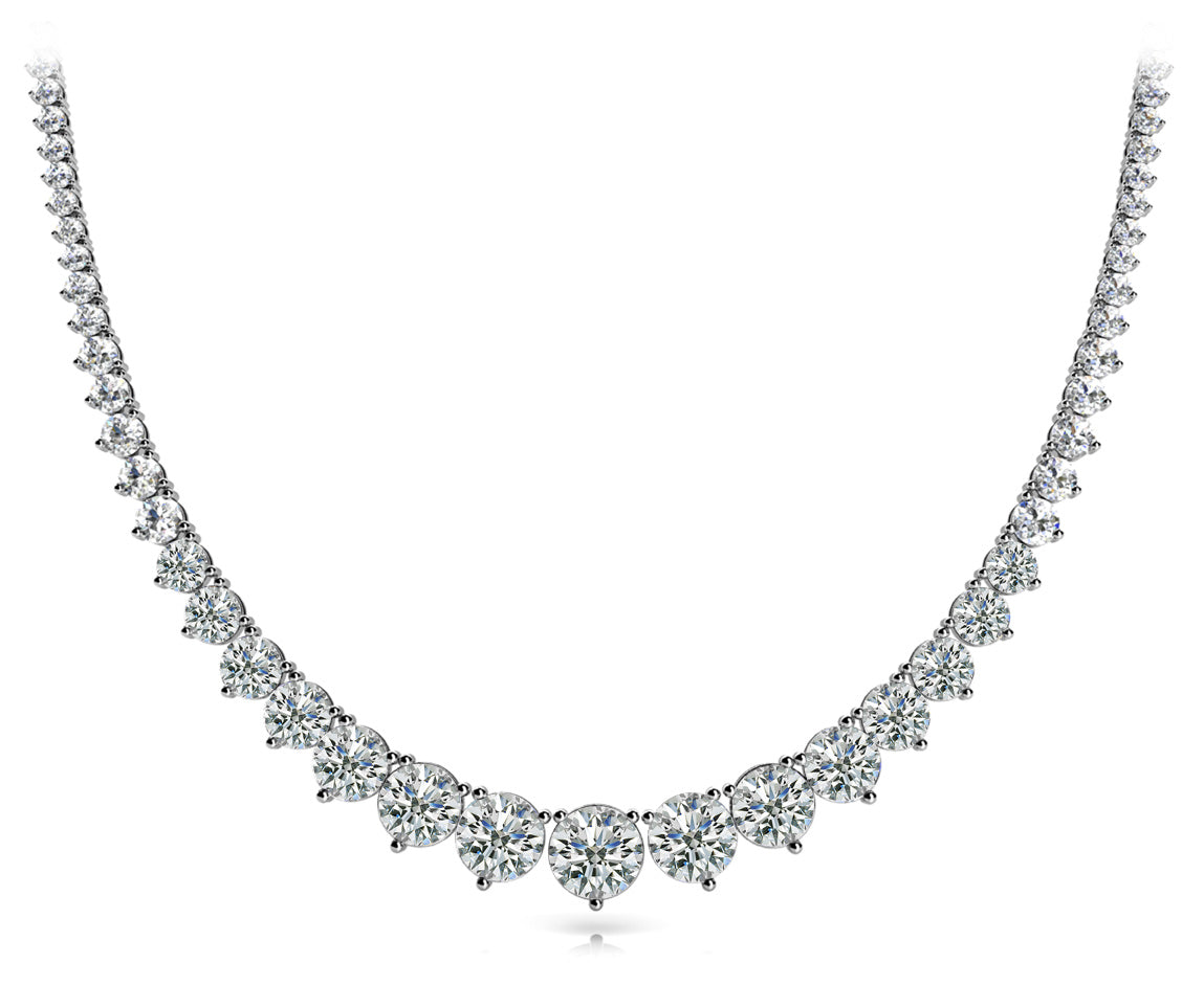 Diamond Graduated Prong Set Riviera Necklace