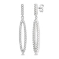 1/4 Ctw Open Marquise Round Cut Diamond Long Earrings in 14K White Gold