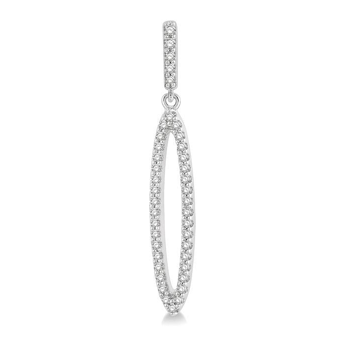 1/4 Ctw Open Marquise Round Cut Diamond Long Earrings in 14K White Gold