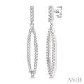 1/4 Ctw Open Marquise Round Cut Diamond Long Earrings in 14K White Gold